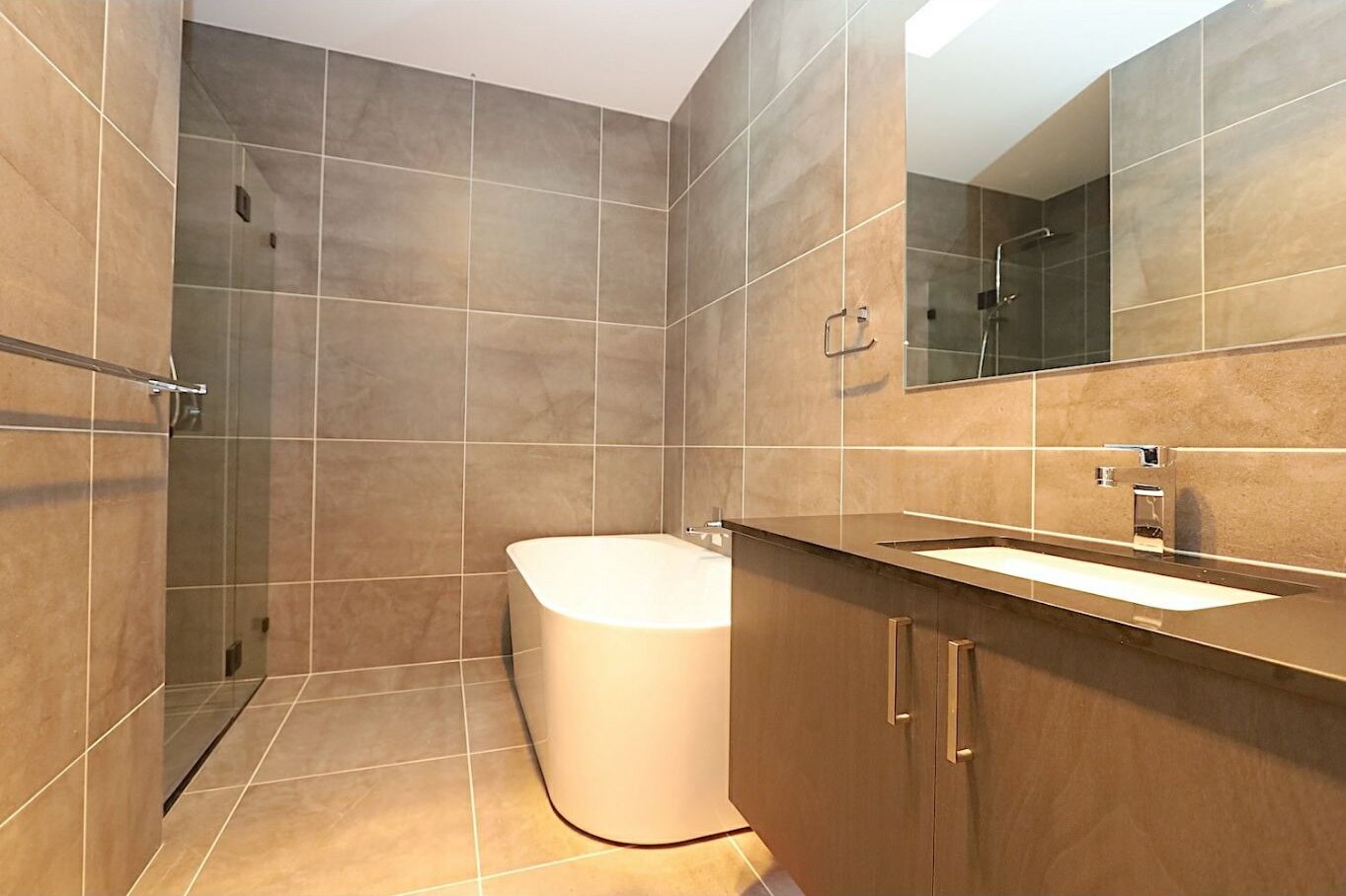 Contemporary bathroom with freestanding bath